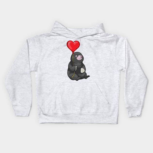 Mole Heart Balloon Kids Hoodie by Markus Schnabel